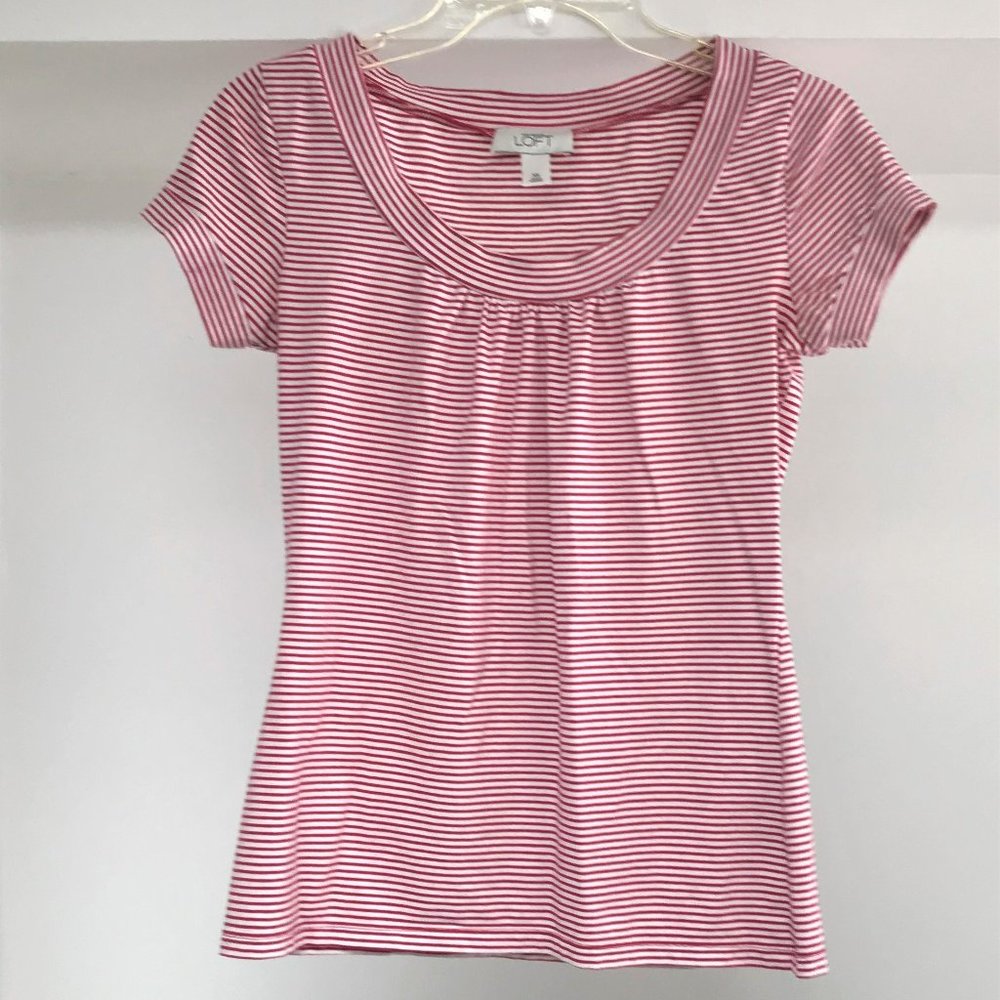 Ann Taylor LOFT Red & White Striped Top, Size XS